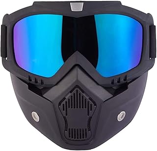 ZNEE SMART Motorcycle Helmet Riding Goggles Glasses With Removable Face Mask,Detachable Fog-proof Warm Goggles Mouth Filter Adjustable Non-slip Strap