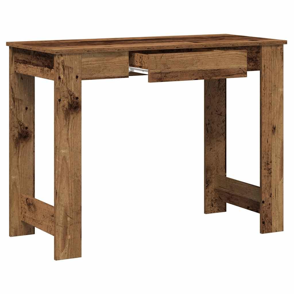 Escritorio con aspecto de madera envejecida, 100 x 45 x 75 cm, mesa de ordenador de madera con amplia superficie de trabajo y mucho espacio para carpetas y dispositivos de PC, versátil
