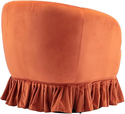 Miniatura 4 de JINS&VICO Silla giratoria con diseño de barril, sillón individual tapizado de terciopelo con base de metal, sillas modernas y cómodas para sala de