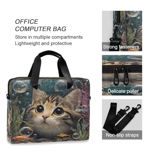 Maletín para portátil Alaza con diseño de gato y peces miniatura 5