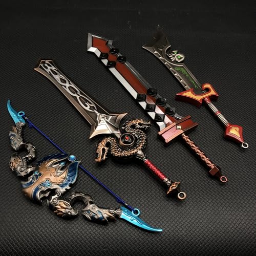 Wow Weapon 4 in 1 Pack Archimonde Blade Brotherhood Greatsword Stars Fury Ashbringer Metal Game Sword Collectible Desktop Decoration Keychain BJDs