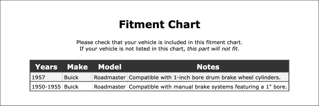 Brake Master Cylinder Repair Kit Compatible With Buick Roadmaster 1957 1955 1954 1953 1952 1951 1950 P-4091388