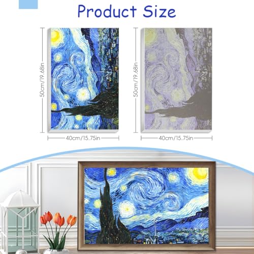 Image of HASTHIP DIY Painting Kit with Frame, Starry Night Painting By Number, Canvas Oil Painting Set for Beginners Children's Day Gift, 15.7x19.6 inches