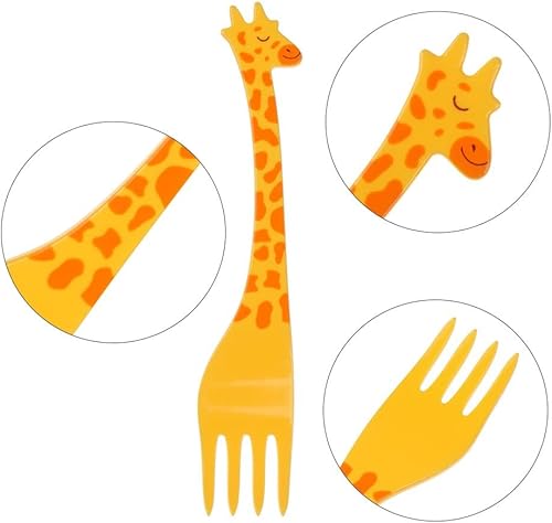 Miniatura 3 de HomeSoGood 12 tenedores de fruta de jirafa, mini bocado de dibujos animados, pastel, postre, palillos de frutas, palillos de ensalada, cóctel,