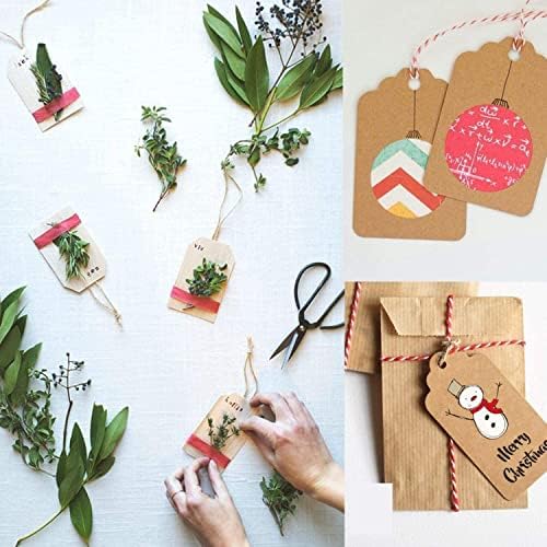SALLYFASHION 200pcs Kraft Paper Gift Tags with Free 200 Root Natural Jute Twine