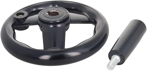 Miniatura 5 de Bettomshin Volante de torno antideslizante de 4.92 pulgadas con 3 radios, baquelita negra con mango giratorio, diámetro del orificio central de