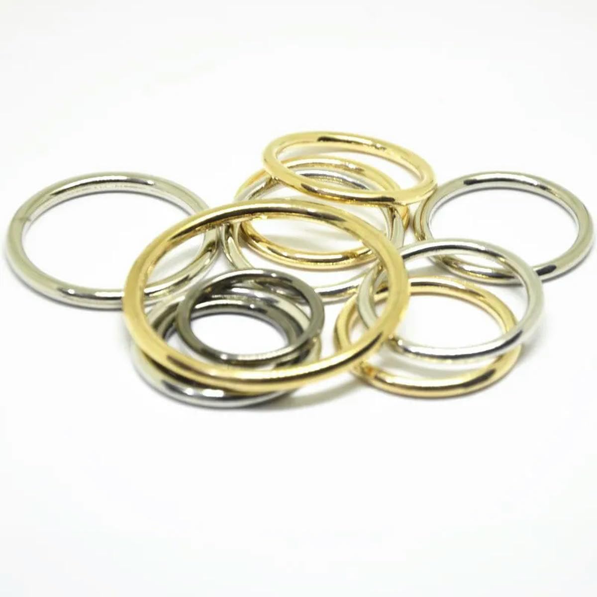 100 Stück DIY Lederhandwerk Taschengurt Zubehör Metall O-Ring Schnalle 10mm/15mm/20mm/25mm/30mm/35mm/40mm/45mm/50mm/60mm/65mm/70mm-15mm-Silber