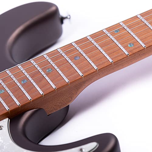 Volgoa Vvs 6-String Solid Body Electric Guitar With Alder Body,Stainless Steel Frets,Featuring Tremolo System, With Plastic Pearl Pickguard And String Tree (Metallic Brown) #TOP7