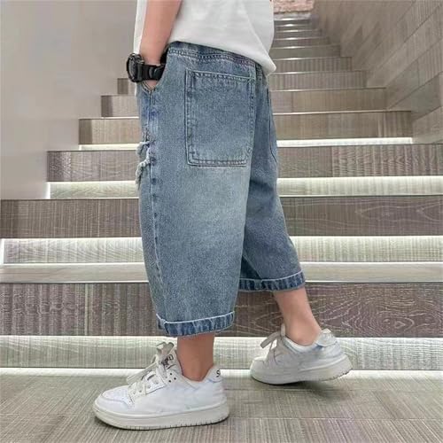 Short jean ample garçon de 4 à 12 ans confortable et élastique coupe moyenne - 4