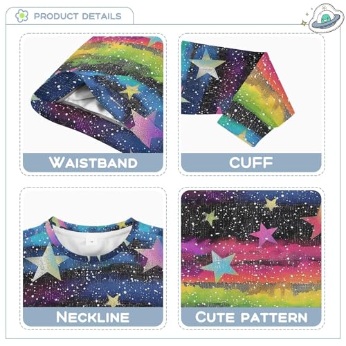 JUNZAN Glitter Gothic Stars on Rainbow Big Boys Pullover Hoodie