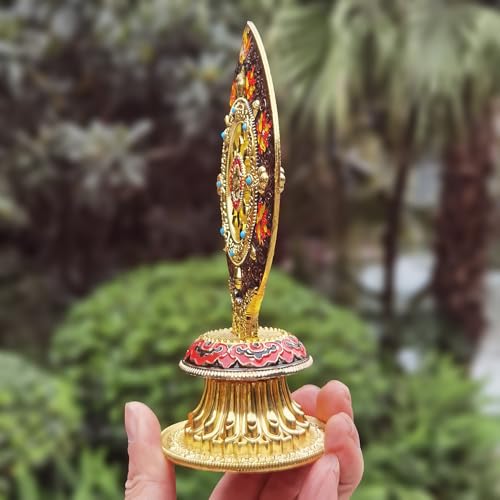 Estatua Rueda de Dharma Dorada para Decoración Zen miniatura 6