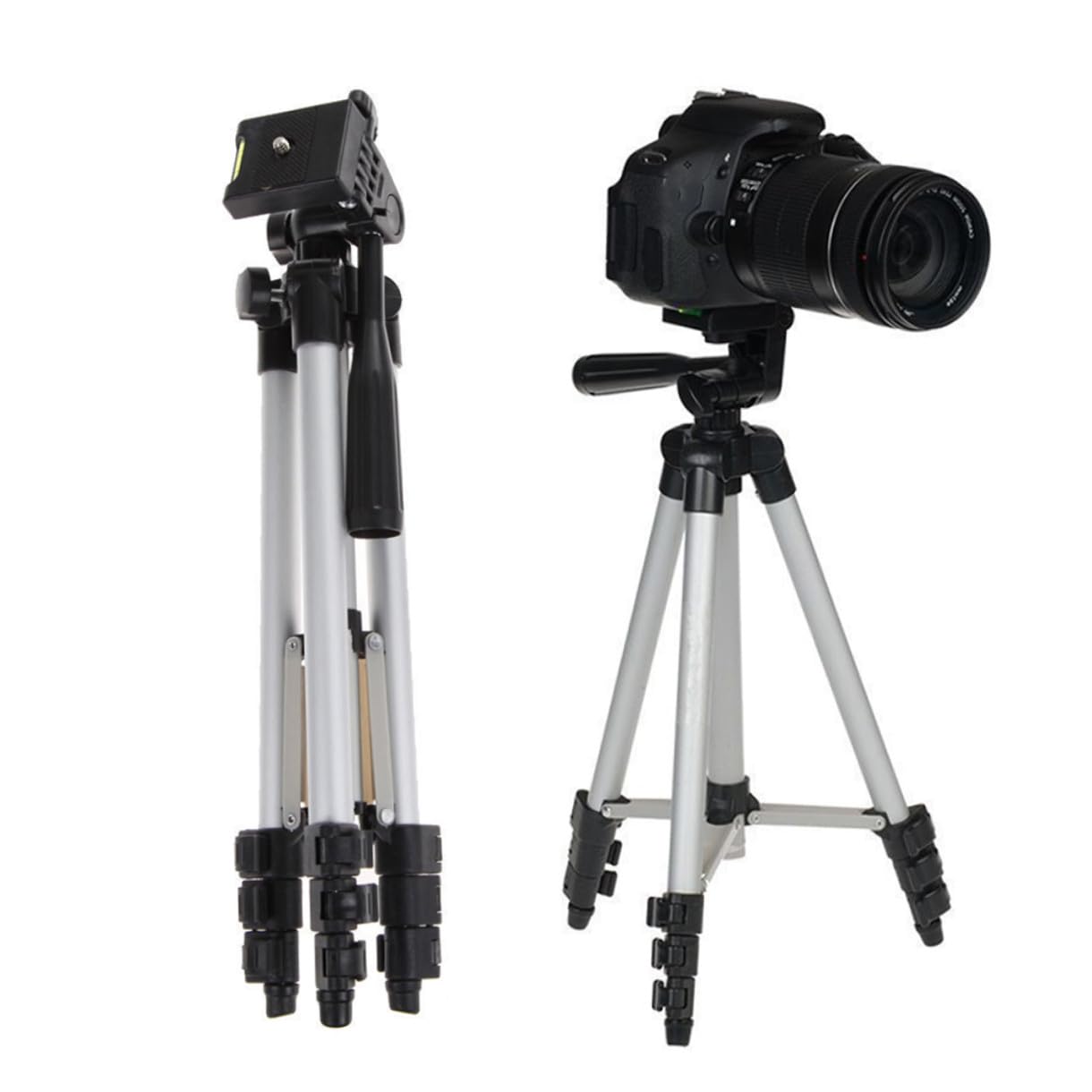 Treppiede per Smartphone e Fotocamera con Testa 360° e 1/4 | Argento, Lega di Alluminio e Abs, 3 Sezioni con Regolazione a 4 Snodi, Portata Massima 2kg