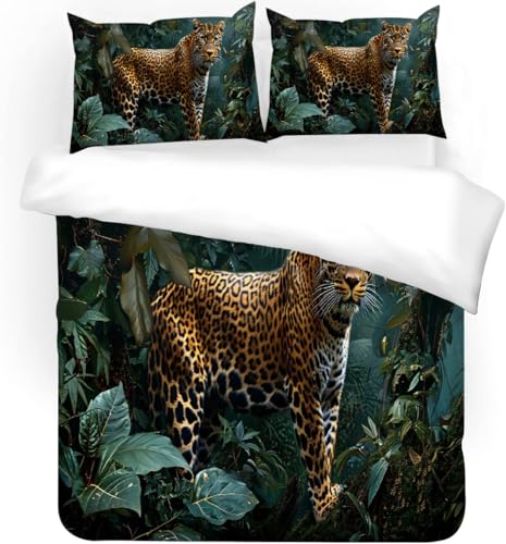 Parure de lit léopard 2 personnes en microfibre douce avec fermeture éclair solide - 3