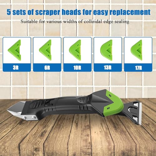 Collazoey Silikonentferner Werkzeug, 7 in 1 Fugenwerkzeug Fugenkratzer aus Edelstahlkopf mit Fugenglätter, Abzieher werkzeug für Küche Bad Boden Fliesen