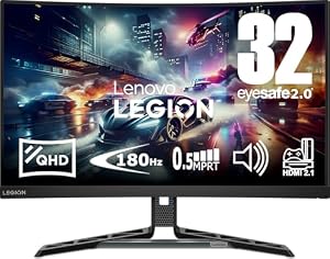 Lenovo Legion R32qc-30 31.5 inch Gaming Monitor | QHD, 1440p, 180Hz, VA, 0.5ms, HDMI, DP | AMD Freesync Premium | PS5, Xbox, PC screen