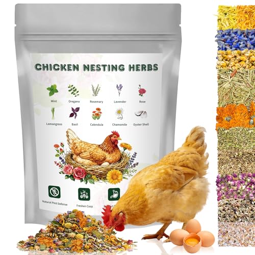 BGraceyy Chicken Nesting Herbs 32 oz 11 Natural Dried Herb Blend with Marigold for Chicken Coop & Roost Refresh Nesting Box & Dust Bath Supports Natural Nesting Behavior