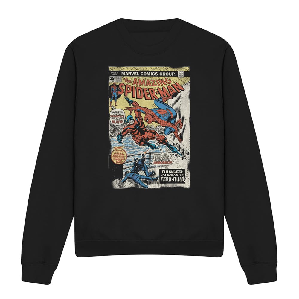 Marvel Spiderman Retro Tarantula Cover Unisex Sweatshirt, Black, Medium