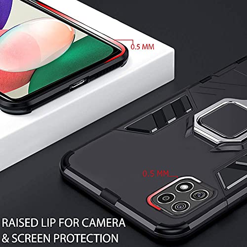 Image of TheGiftKart Tough Armor Samsung Galaxy A22 5G Bumper Back Case Cover | Ring Holder & Kickstand in-Built | 360 Degree Protection Back Case Cover for Samsung Galaxy A22 5G