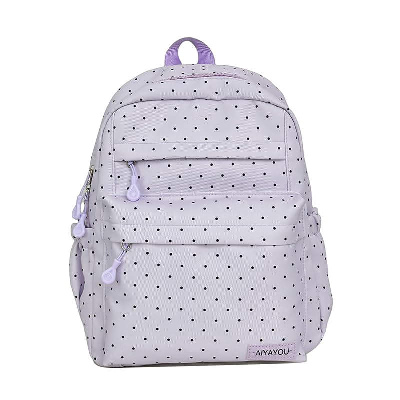 Linda mochila estética de bolinhas, mochila escolar de grande capacidade, impermeável, mochila de viagem para estudantes do ensino fundamental e médio