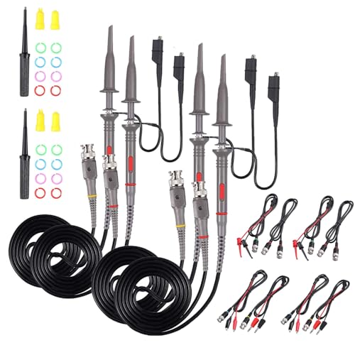 Image of Universal Oscilloscope Probe with Accessories Kit 100MHz Oscilloscope Clip Probes with BNC to Minigrabber Test Lead Kit