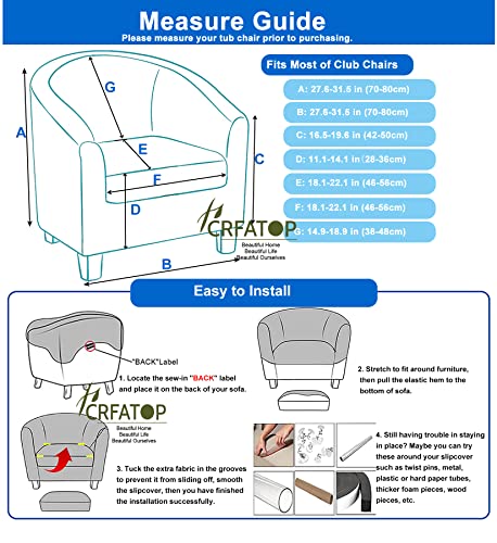 Crfatop 2 Piece Club Chair Slipcover Printed Tub Chair Slipcover Armchair Covers Soft Printed Round Barrel Chair Covers Couch Covers With Elastic Bottom For Bar Counter Living Room,57 #TOP5