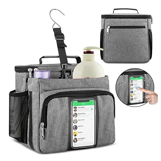 Bukere Portable Shower Caddy Tote Bag for College Dorm Travel, Separate Compartment, Large Capacity, Quick Dry Mesh Base, Hanging Toiletry Bath Bag for Student, Gym, Camp, Women Men