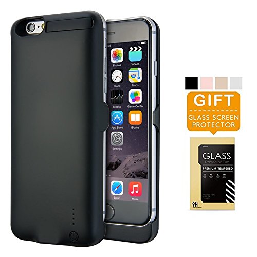 iPhone 6 6s Battery Case LINKPAL 5800mAh Polymer Battery 2.5hrs Fast Recharge Rate battery Charger Charging Case Battery Pack Charger Case , 200% Extra Battery (5800mAh-Black)