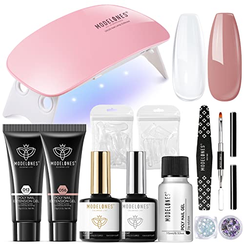 Poly Nail Gel Set 2Pcs Nail Extension Gel Builder Enhance Gel With Lamp Coat Slip Solution Glitter Tools Manicure French Nail Art Design Beginner Kit #TOP30