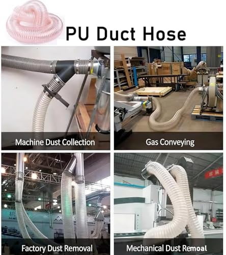 Flexible PU Dust Collection Hose for Woodworking, 5m (16.4ft) Heavy-Duty Shop Vacuum Replacement, 110mm (4.3in) Diameter with Steel Wire Reinforcement