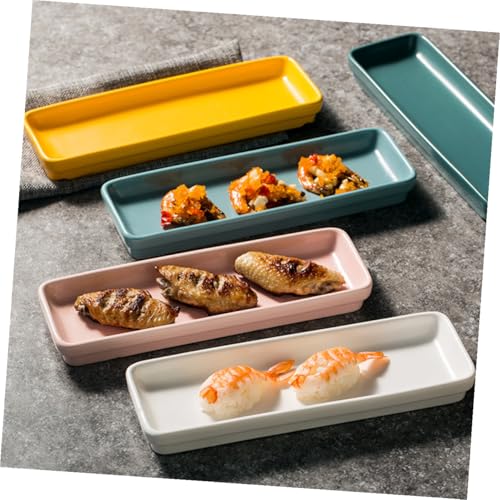 Plato alargado de cerámica para sushi color rosa miniatura 7