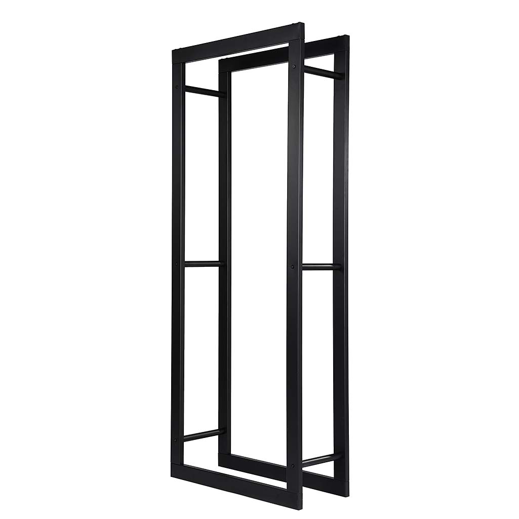 Loywe Estantería de metal para leña de chimenea, para interior y exterior, color negro