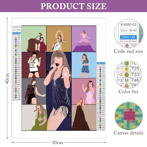 Image of HASTHIP DIY Diamond Painting Kit, Fashion Outline Diamond Painting Kit Diamond Painting Wall Decor DIY Diamond Painting Kit Art DIY Diamond Painting Wall Decor Gift, 11.8x15.7 Inches