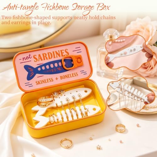 Sardines Jewelry Box, Sardines Jewelry Holder for Travel,Multicolor B:S - 5