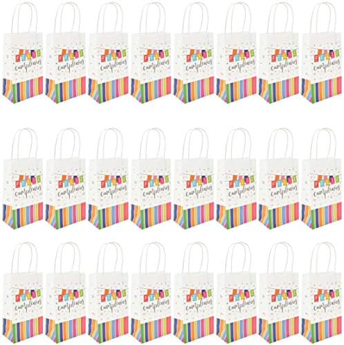 Amazon Com Feliz Cumpleanos 禮物袋 附把手 適用於生日派對 9 X 5 3 英吋 24 入 健康與家庭