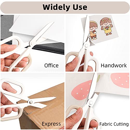 EZWORK Multipurpose Scissors, Comfort-Grip Handles Sharp Scissors for Office Home School Craft Sewing Fabric Supplies (7\", White-1)