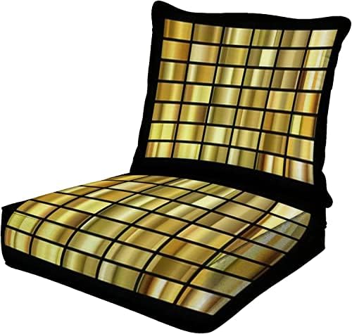 OPNERLKNC Outdoor Indoor Patio Deep Seat Cushions Set Gold foil Texture Golden Copper Brass Metal Gradient Poolside Lounge Chair Cushions for Furniture Replacement Seating Cushion