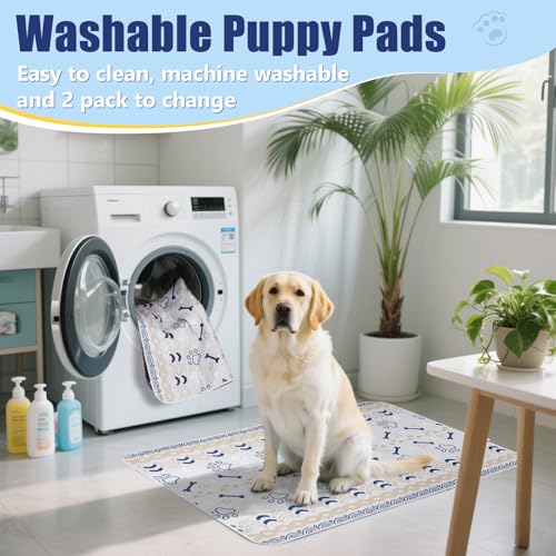 PmakeEorT Inkontinenzunterlage Waschbar PIPI Matten für Hunde, 2 Stück Welpen Unterlagen wasserdichte Trainingspads für Hunde, 46 x 61 cm