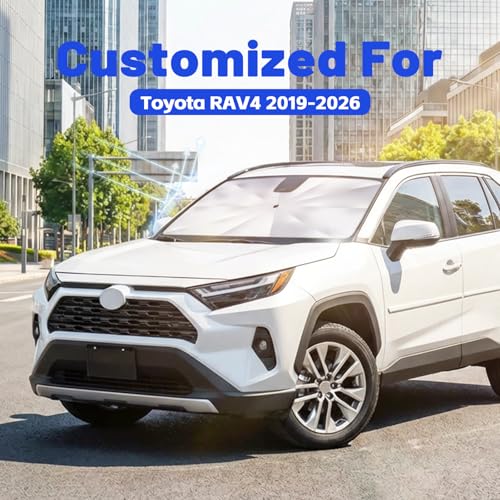 Image of Car Windshield Sun Shade for Toyota RAV4 2019-2026 -[Reflective Coated Fabric] Sunshade Umbrella for Front Window, Car Shades Sun Visor Keep Car Cool and Protects Interior, 1:1 Exact Fit