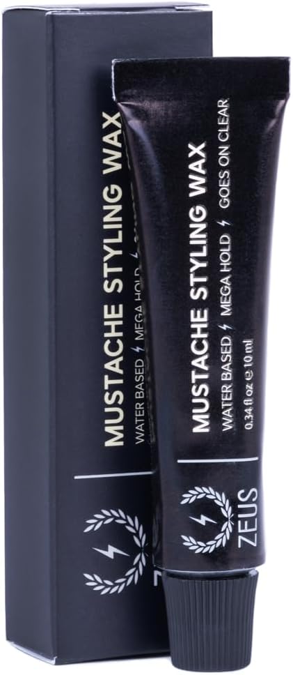 Mustache Styling Wax for Men, Water-Based Formula with Mega Hold for a Refined, Long-Lasting Look (Made in Germany) 0.34 Fl. Oz.