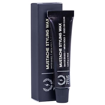 ZEUS Mustache Styling Wax for Men, Water-Based Formula with Mega Hold for a Refined, Long-Lasting Look Made in Germany 0.34 Fl. Oz.