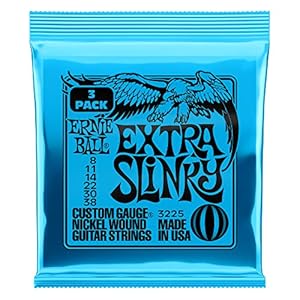 Ernie Ball Extra Slinky Nickel Wound Electric Guitar Strings 3-Pack – 8-38 Gauge