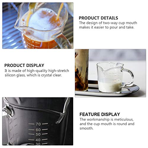 Cabilock Copo de vidro Espresso com bico duplo e copo de medição de vidro resistente à temperatura c
