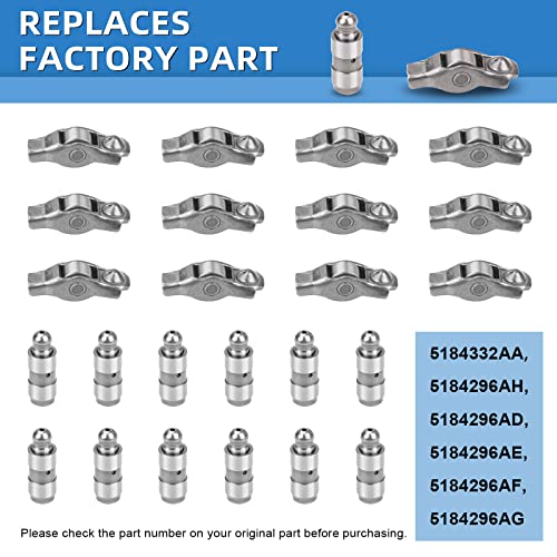 Tuhaowa Rocker Arm And Valve Lifter Kit 12 Pcs 5184296Ah 5184332Aa Compatible With Grand Cherokee Wrangler Dodge Challenger Ram 1500 Charger Chrysier 200 300 3.6L #TOP4