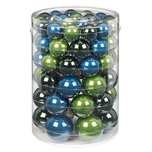 Weihnachtskugeln Glas 4cm - 7cm Mix 60er Set Christbaumkugeln Petrol grün - Brilliant Nightfall