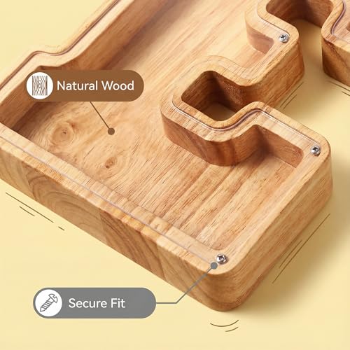 Image of UBeesize Large Piggy Banks for Boys Girls,Twenty-Six English Alphabet,Wooden Personalized Bills and Coins Bank Money Bank,DIY Name Birthday Gift,Bedroom Living Room Decoration(E)