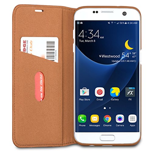 KANVASA Custodia Galaxy S7 Edge Pelle Marrone PRO