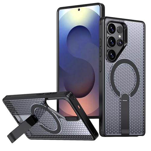 NKECXKJ Samsung Galaxy S25 Ultra 5G �p�P�[�X MagSafe�Ή� ���C�����X�[�d�Ή� �M�����N�V�[S25�E���g�� �X�}�z�P�[�X + ?�� �K���X �t�B���� �}�O�l�b�g���� �X�^���h �B���X�^���h ���`������ �T���X�� ��