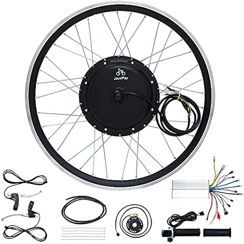 JAUOPAY Elektrofahrrad Umbausatz 26" Vorderrad 48V 1000W eBike Brushless Gearless Nabenmotor Cover