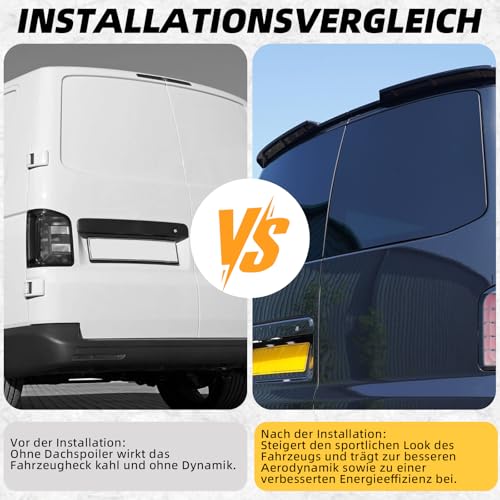 ANEELV Dachspoiler kompatibel mit den hinteren Doppelflügeltüren des Volkswagen Transporters T5, T5.1, T6 und T6.1 (glänzend schwarz)