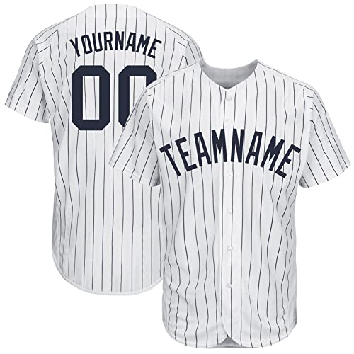 Camisetas personalizadas de béisbol con rayas, camisetas deportivas con nombre e número impresos o bordados para hombres, mujeres y jóvenes miniatura 1